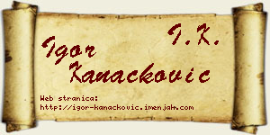 Igor Kanačković vizit kartica